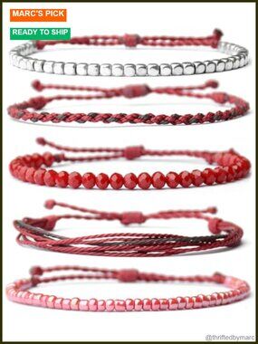 Handmade Waterproof Rope Bracelets Set of 5 Stackable Bohemian Summer
